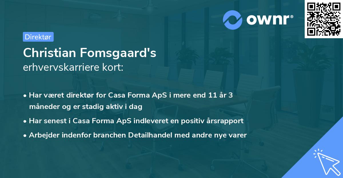Christian Fomsgaard's erhvervskarriere kort