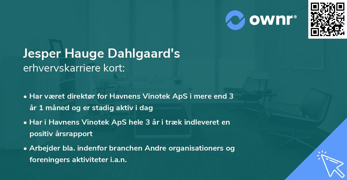 Jesper Hauge Dahlgaard's erhvervskarriere kort