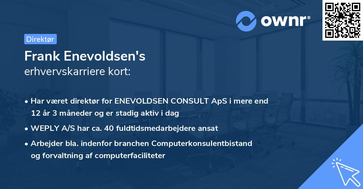 Frank Enevoldsen's erhvervskarriere kort