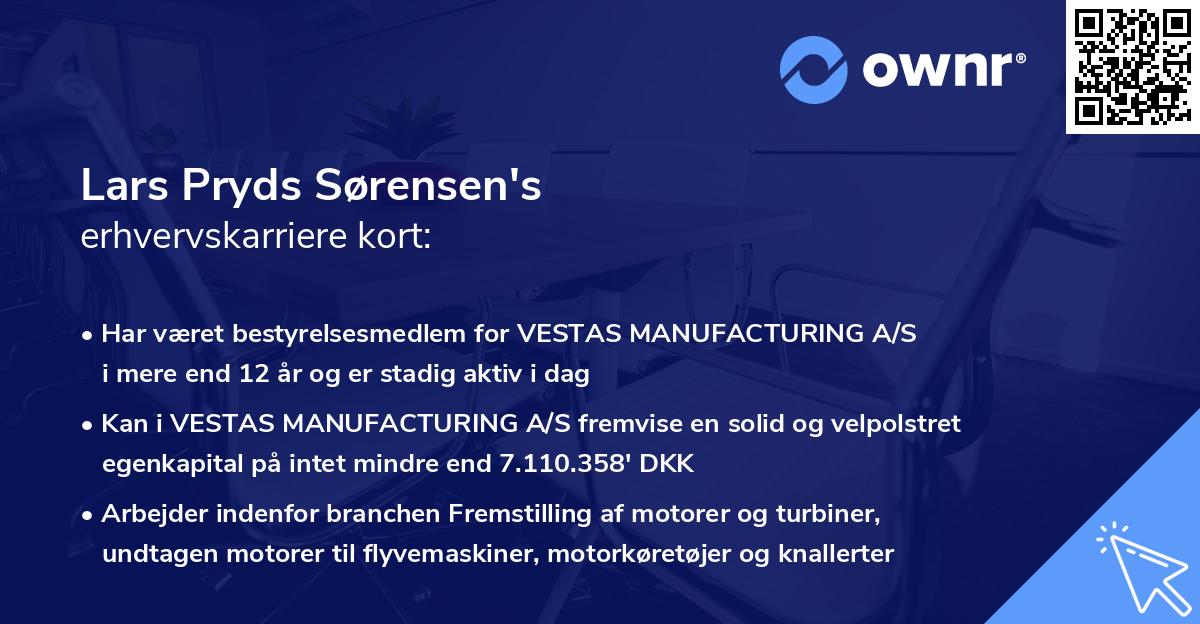 Lars Pryds Sørensen's erhvervskarriere kort