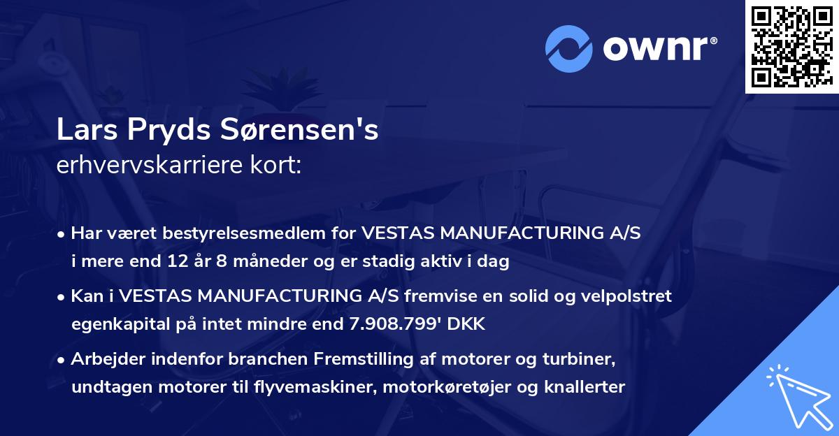 Lars Pryds Sørensen's erhvervskarriere kort