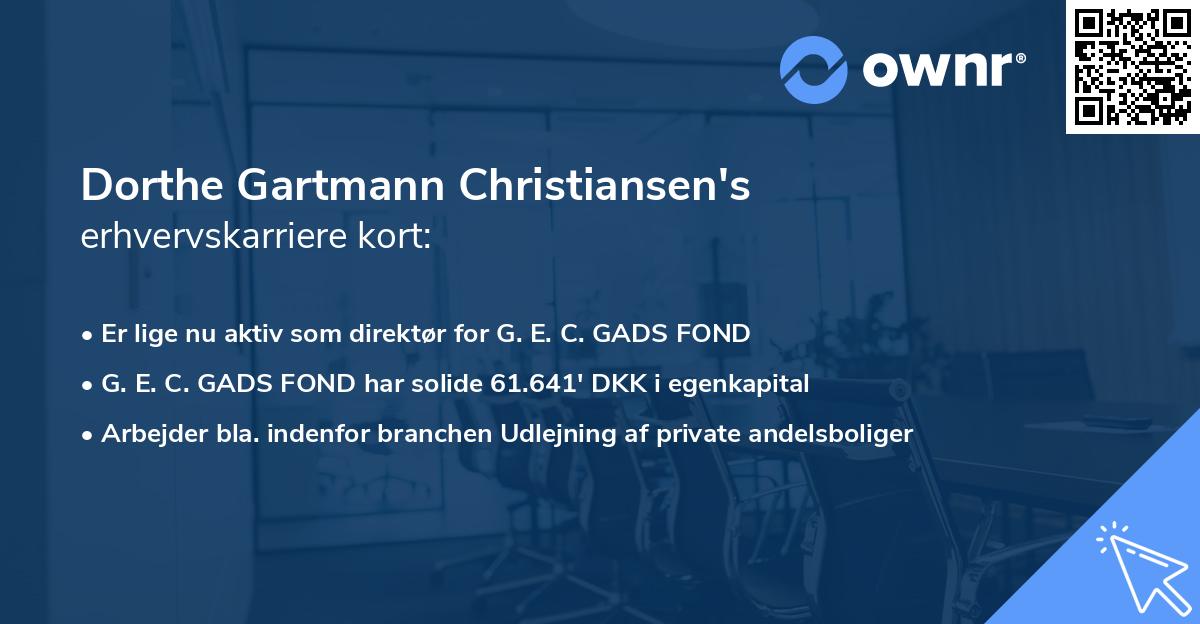 Dorthe Gartmann Christiansen's erhvervskarriere kort