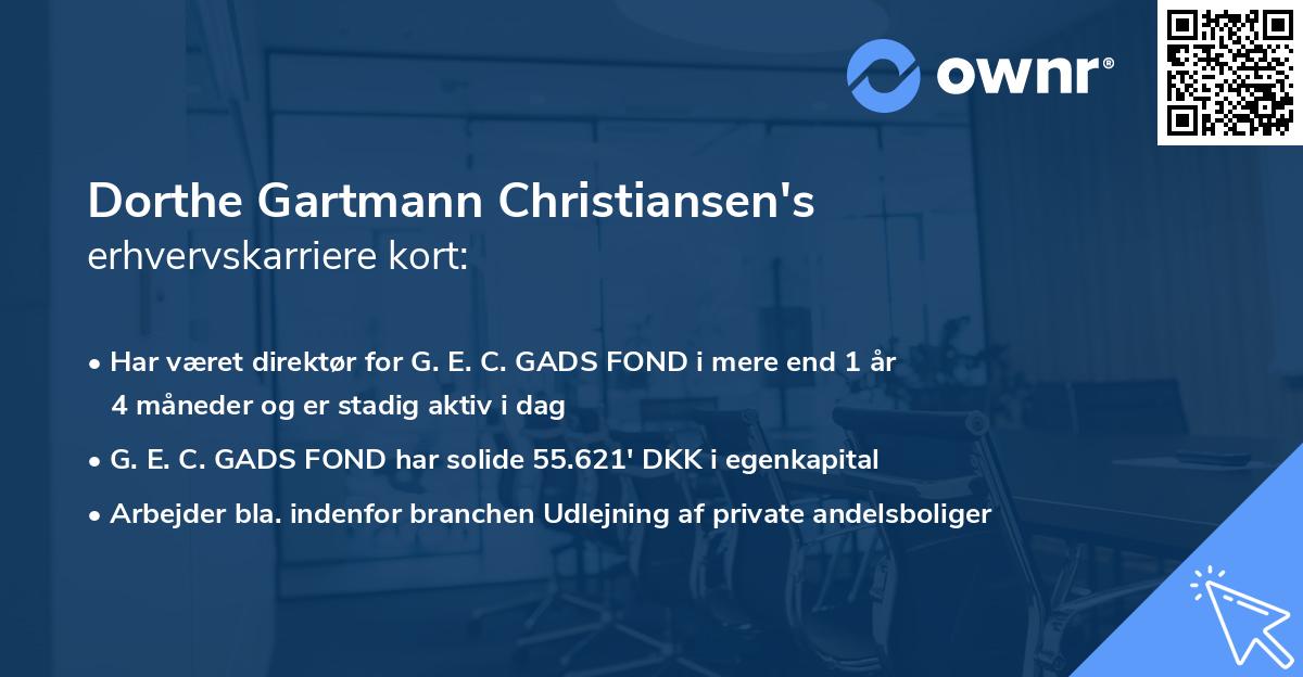 Dorthe Gartmann Christiansen's erhvervskarriere kort