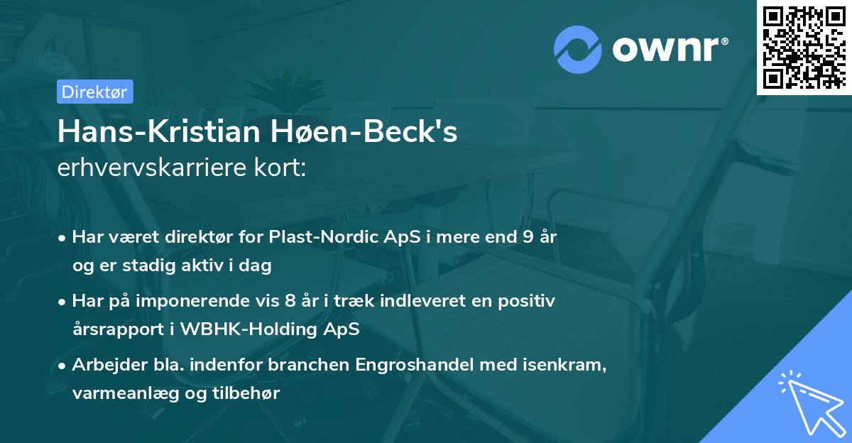 Hans-Kristian Høen-Beck's erhvervskarriere kort