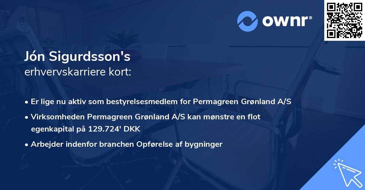 Jón Sigurdsson's erhvervskarriere kort