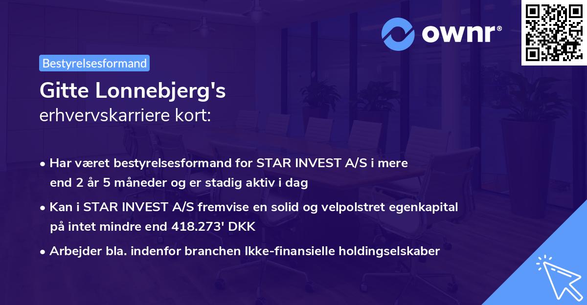Gitte Lonnebjerg's erhvervskarriere kort