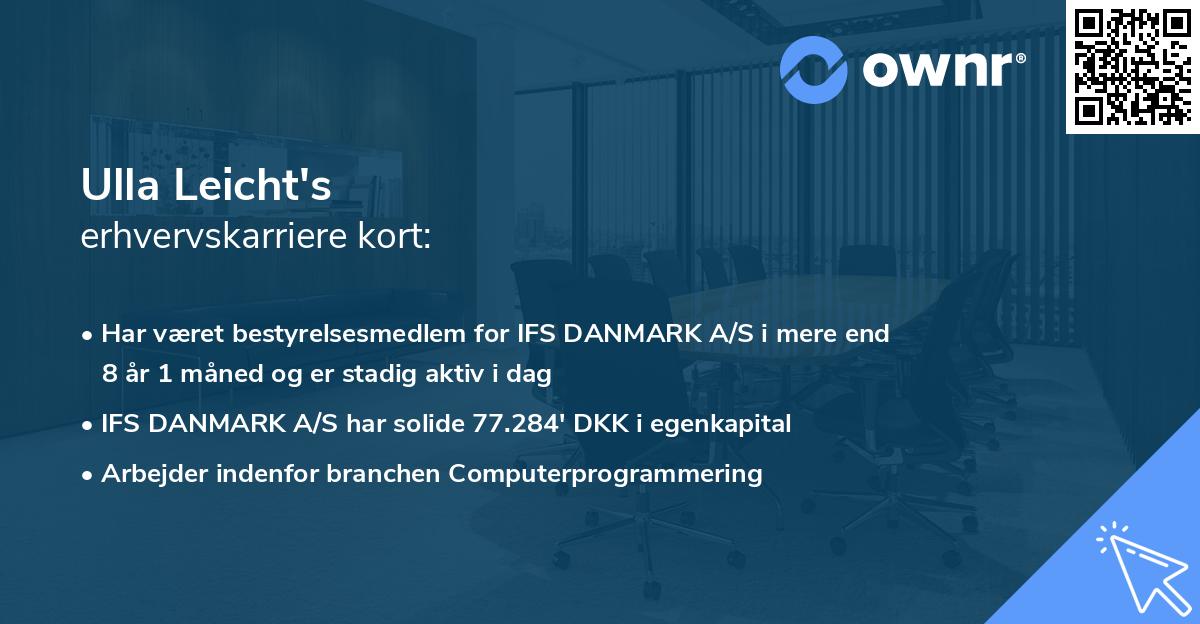 Ulla Leicht's erhvervskarriere kort