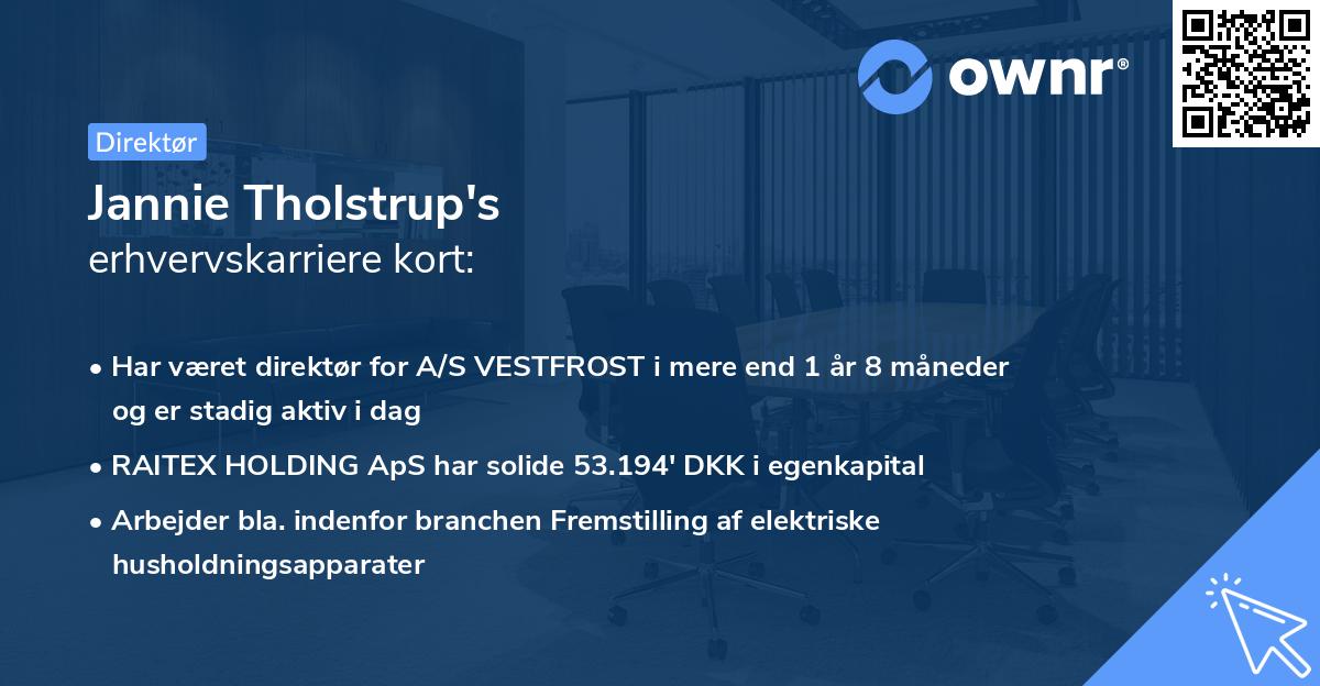 Jannie Tholstrup's erhvervskarriere kort