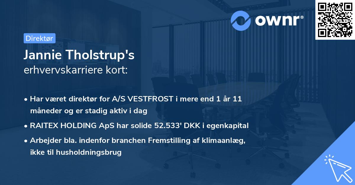 Jannie Tholstrup's erhvervskarriere kort