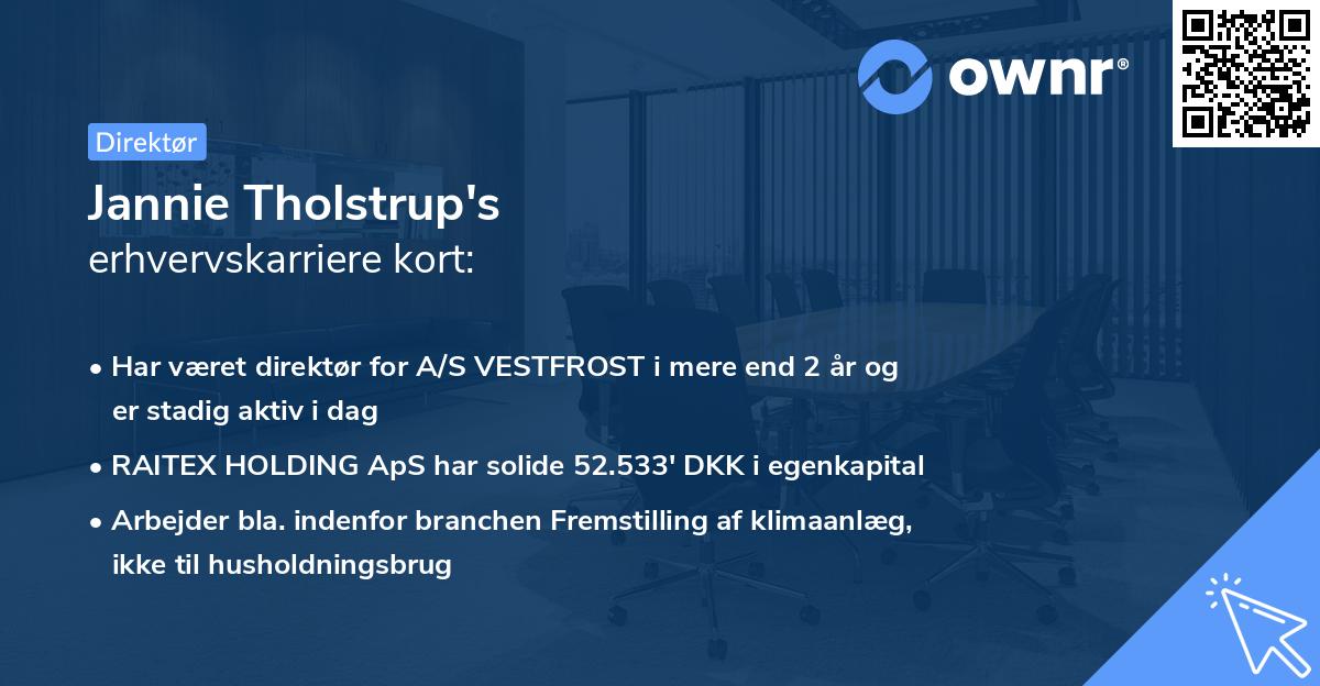 Jannie Tholstrup's erhvervskarriere kort