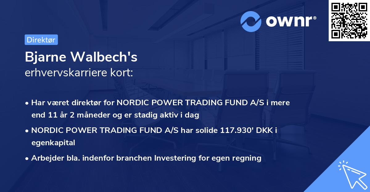 Bjarne Walbech's erhvervskarriere kort