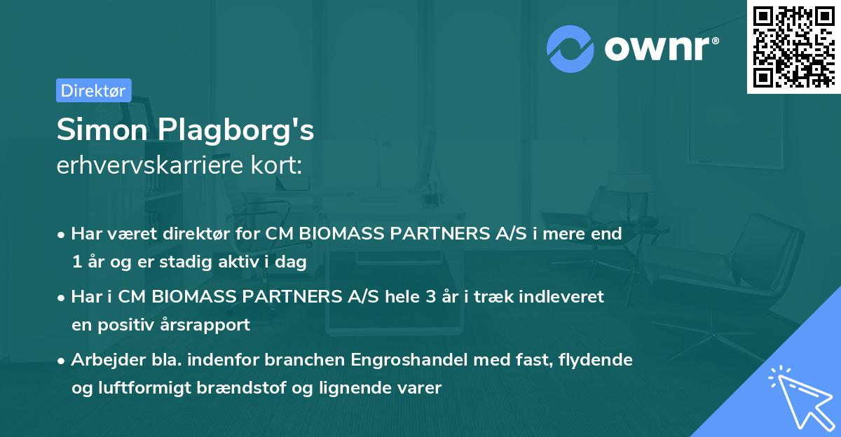Simon Plagborg's erhvervskarriere kort