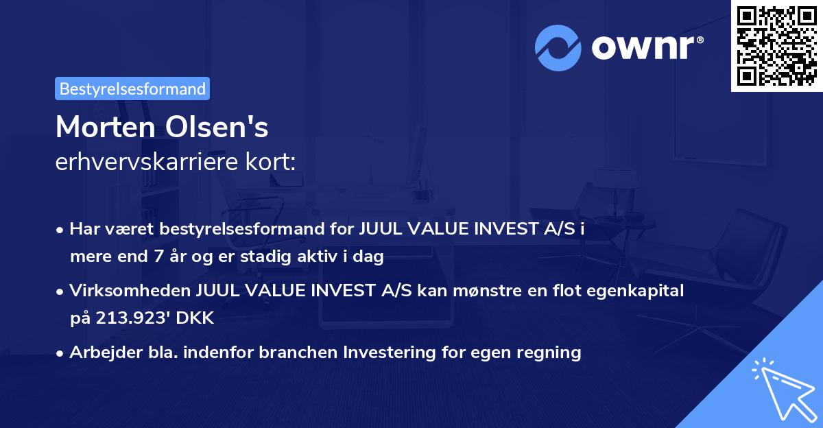 Morten Olsen's erhvervskarriere kort