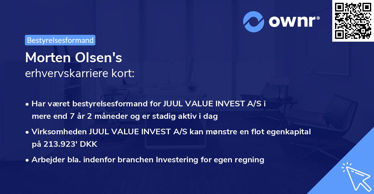 Morten Olsen's erhvervskarriere kort