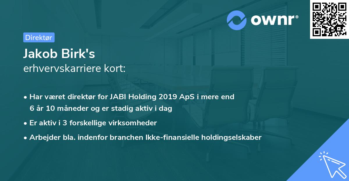 Jakob Birk's erhvervskarriere kort