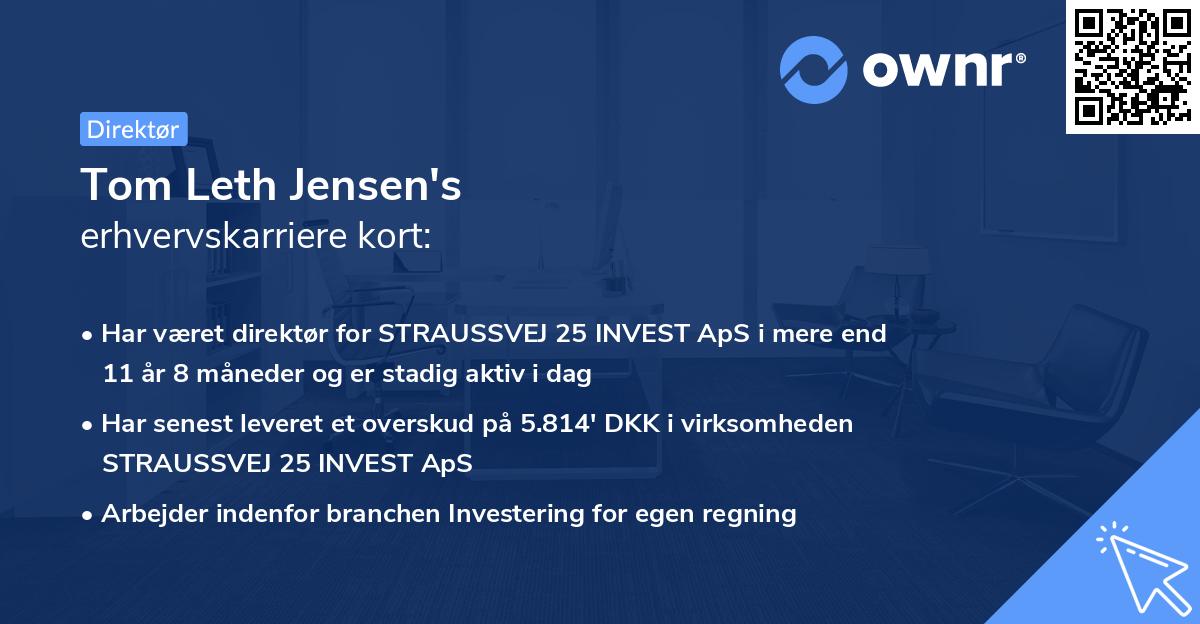 Tom Leth Jensen's erhvervskarriere kort