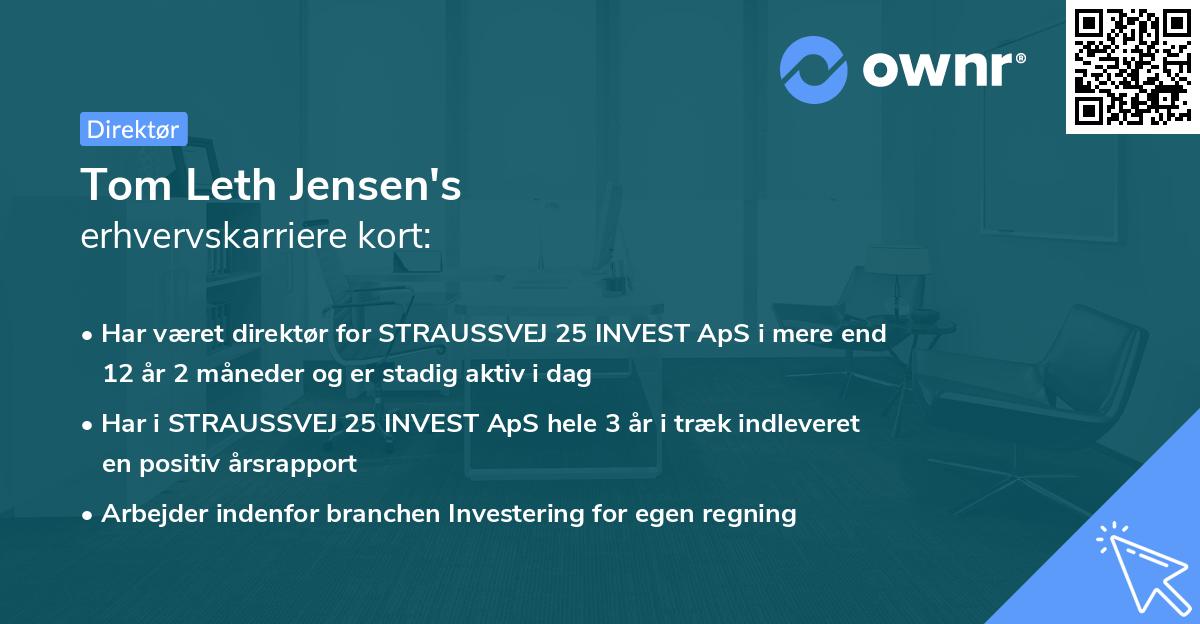 Tom Leth Jensen's erhvervskarriere kort