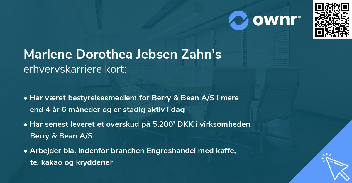 Marlene Dorothea Jebsen Zahn's erhvervskarriere kort