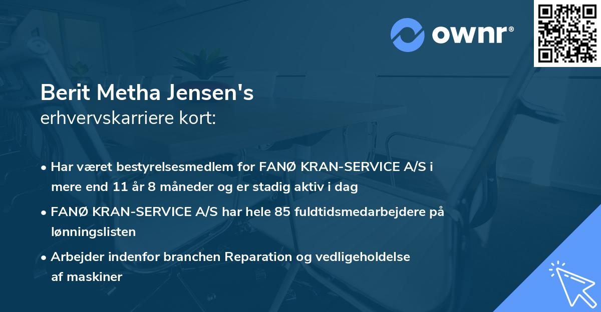 Berit Metha Jensen's erhvervskarriere kort