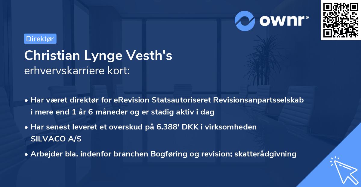 Christian Lynge Vesth's erhvervskarriere kort