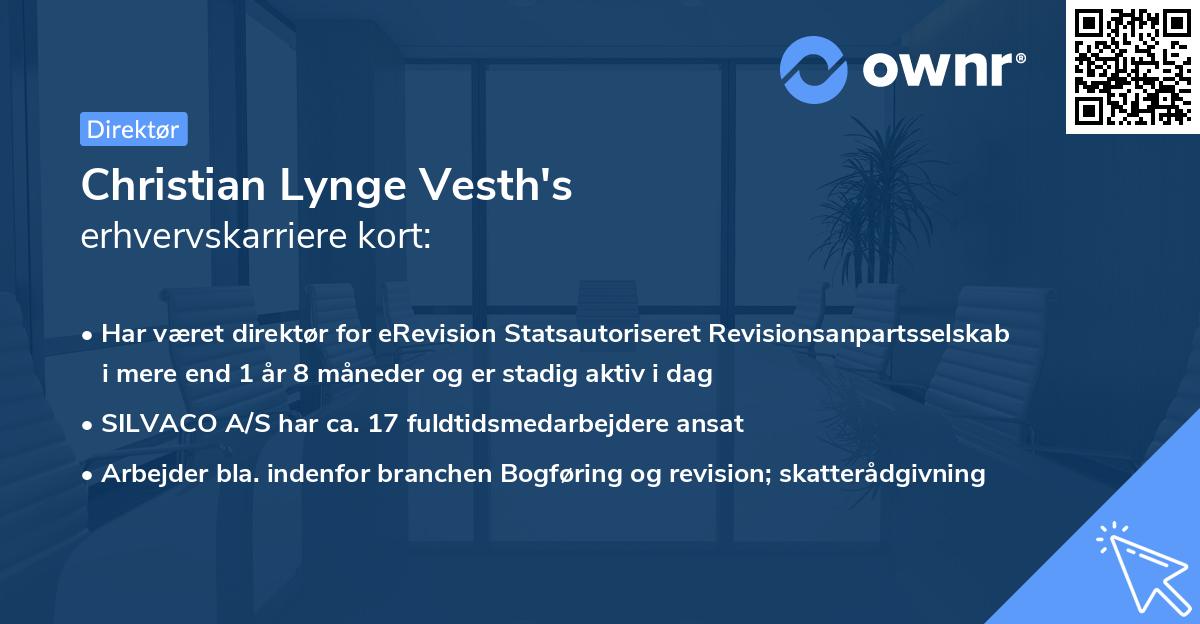 Christian Lynge Vesth's erhvervskarriere kort