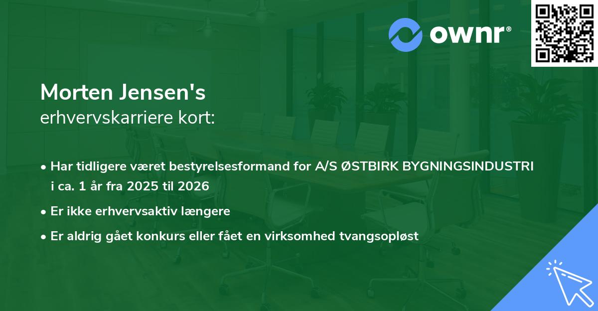 Morten Jensen's erhvervskarriere kort