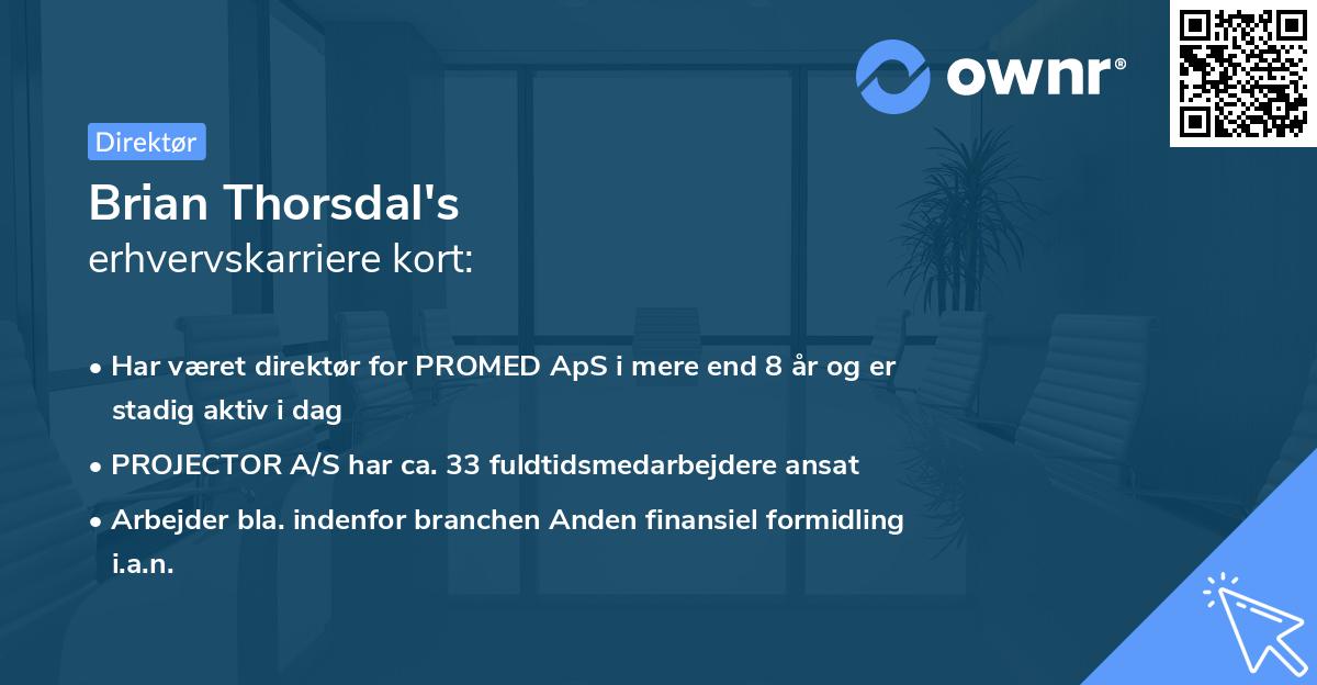 Brian Thorsdal's erhvervskarriere kort