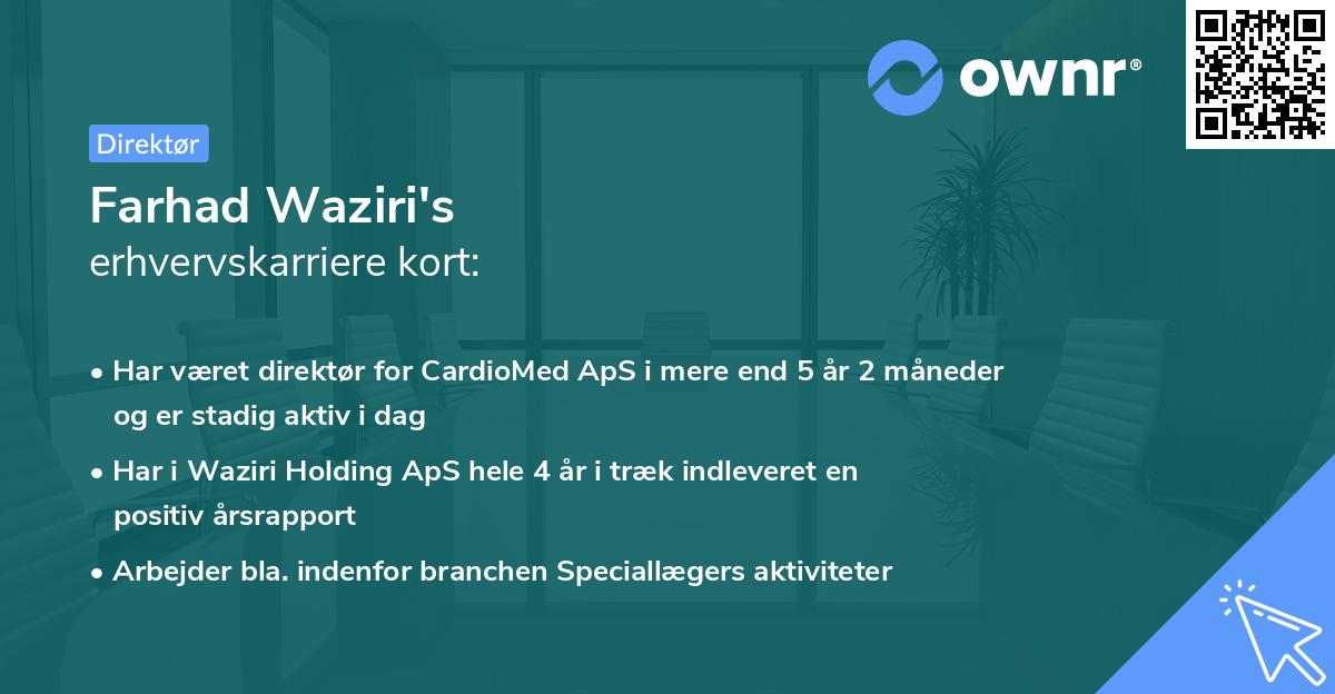 Farhad Waziri's erhvervskarriere kort