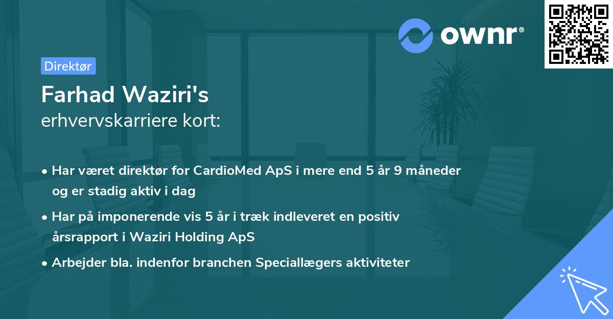 Farhad Waziri's erhvervskarriere kort