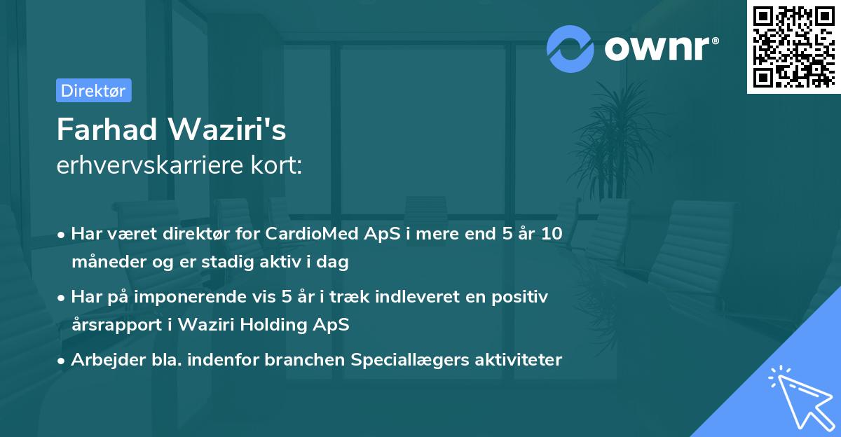 Farhad Waziri's erhvervskarriere kort