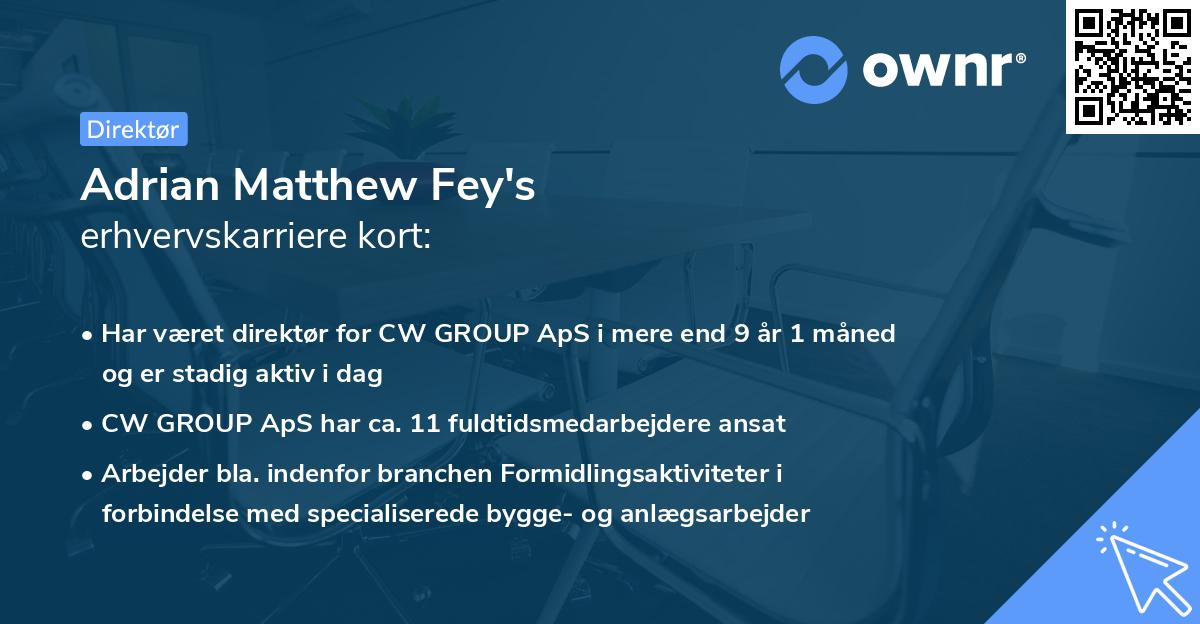 Adrian Matthew Fey's erhvervskarriere kort