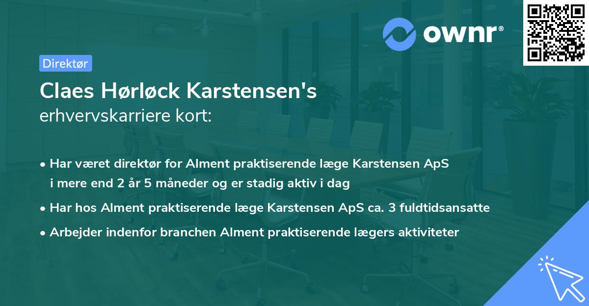 Claes Hørløck Karstensen's erhvervskarriere kort