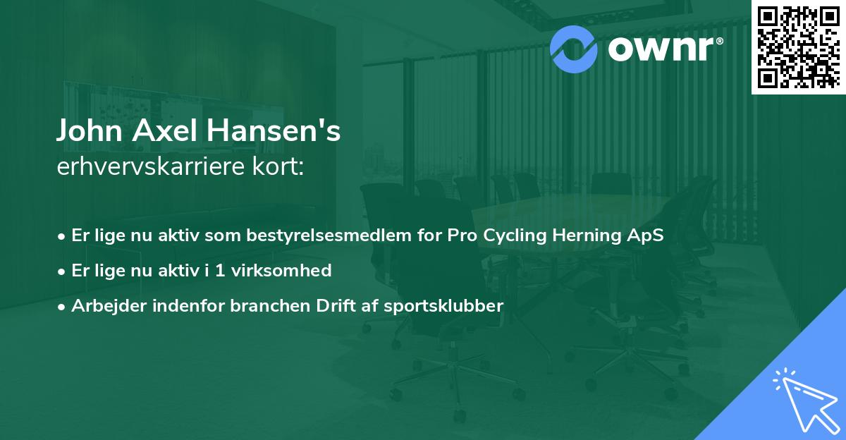 John Axel Hansen's erhvervskarriere kort