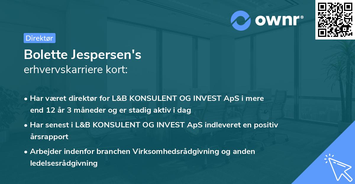 Bolette Jespersen's erhvervskarriere kort