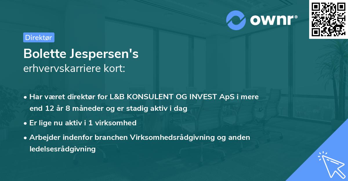 Bolette Jespersen's erhvervskarriere kort