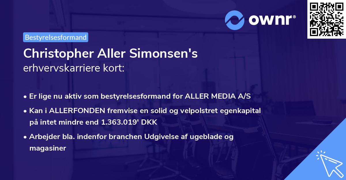 Christopher Aller Simonsen's erhvervskarriere kort