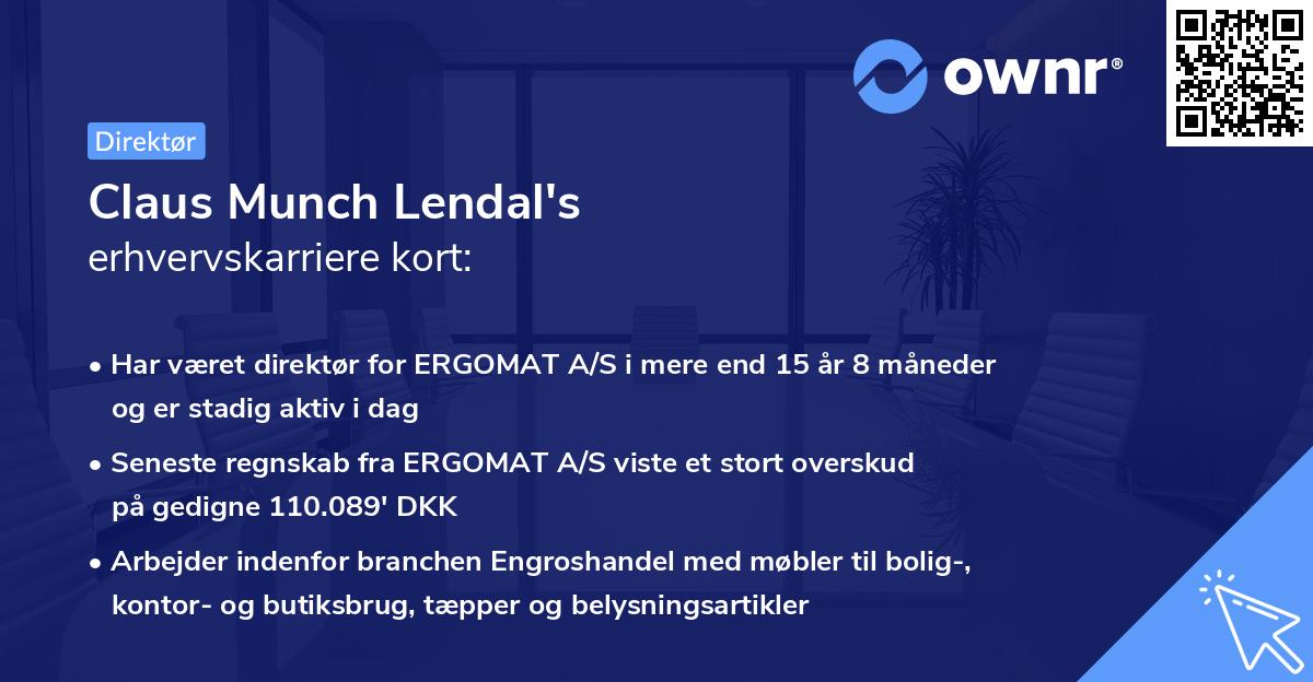 Claus Munch Lendal's erhvervskarriere kort