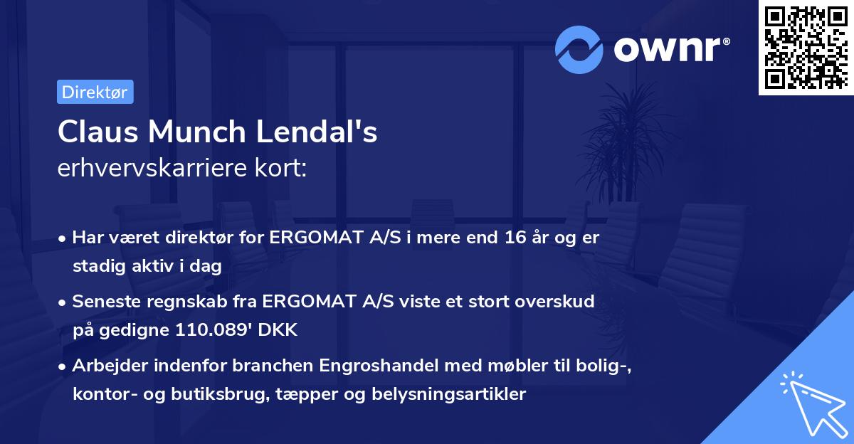 Claus Munch Lendal's erhvervskarriere kort