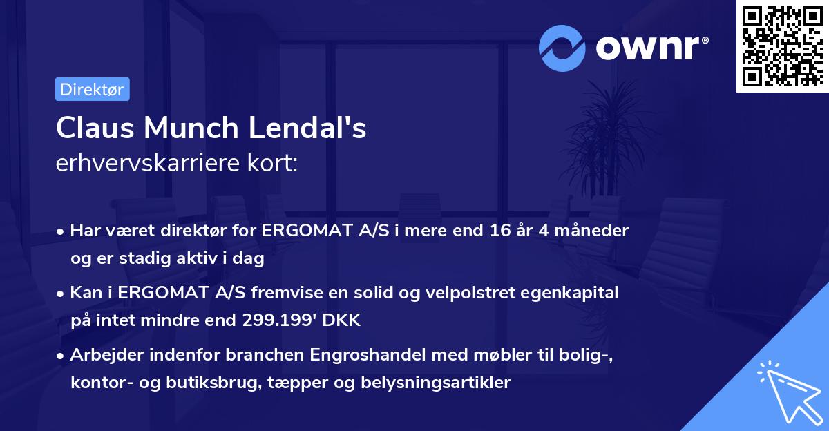 Claus Munch Lendal's erhvervskarriere kort