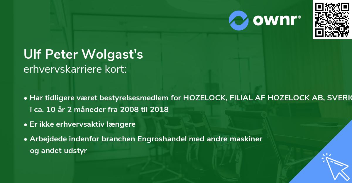 Ulf Peter Wolgast's erhvervskarriere kort