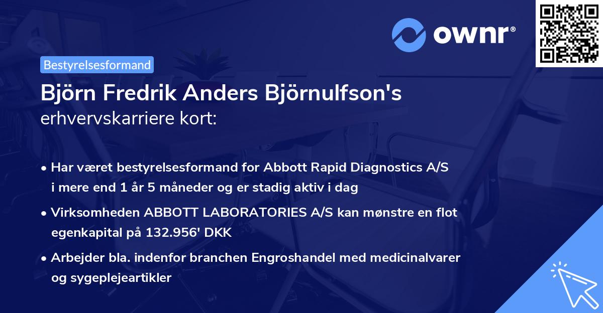 Björn Fredrik Anders Björnulfson's erhvervskarriere kort