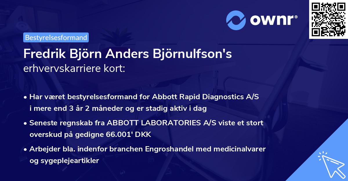 Fredrik Björn Anders Björnulfson's erhvervskarriere kort