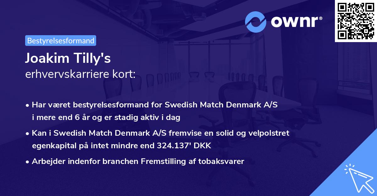 Joakim Tilly's erhvervskarriere kort
