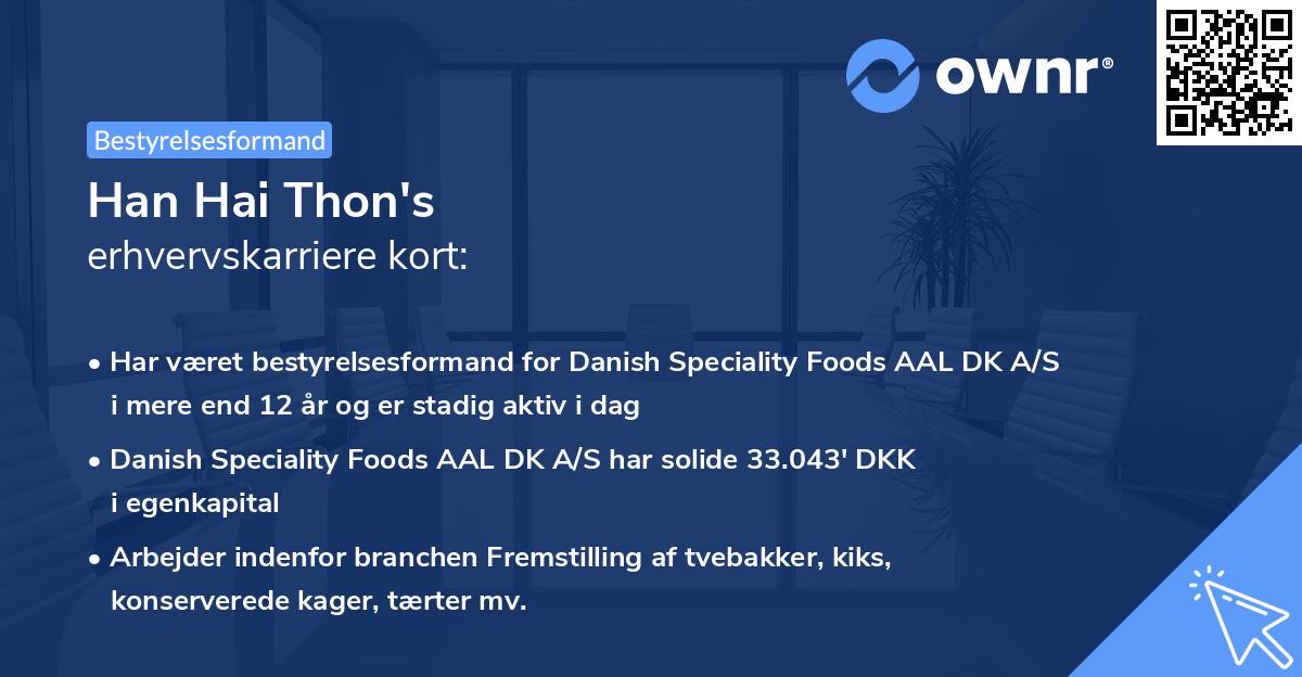 Han Hai Thon's erhvervskarriere kort