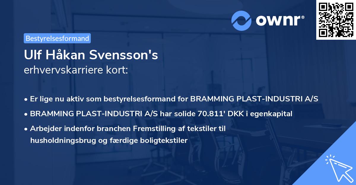 Ulf Håkan Svensson's erhvervskarriere kort