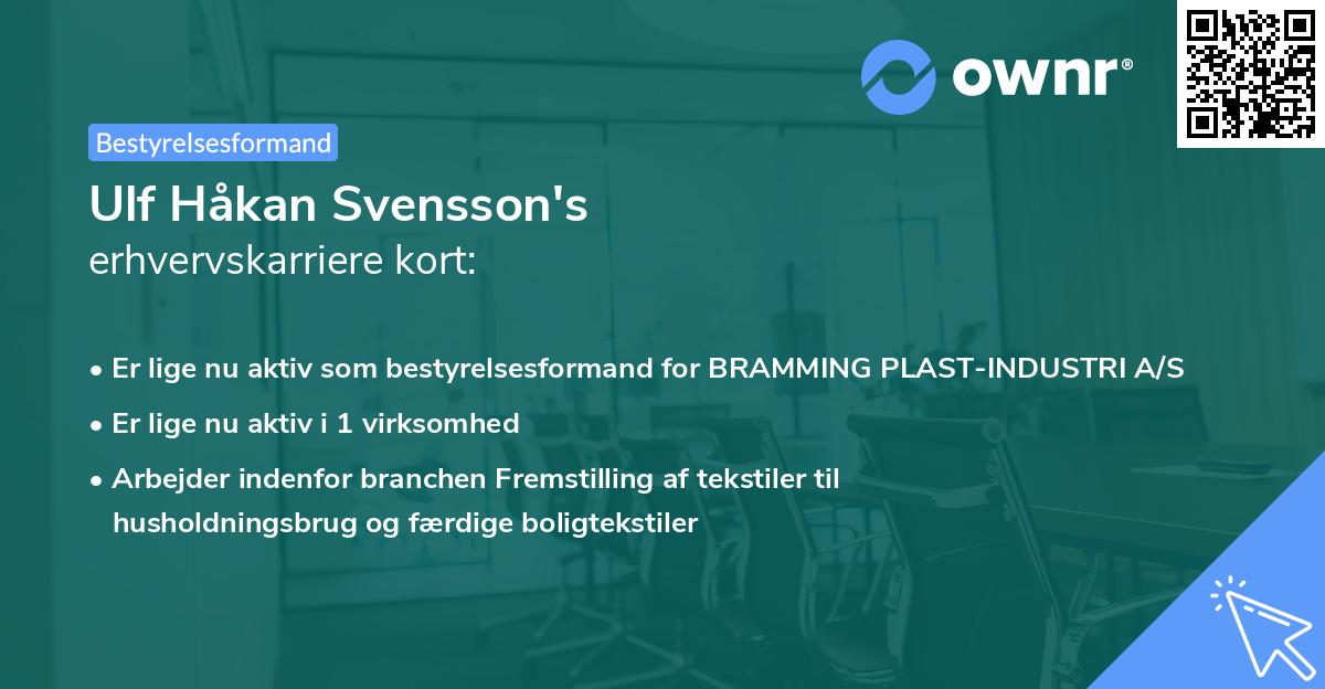 Ulf Håkan Svensson's erhvervskarriere kort