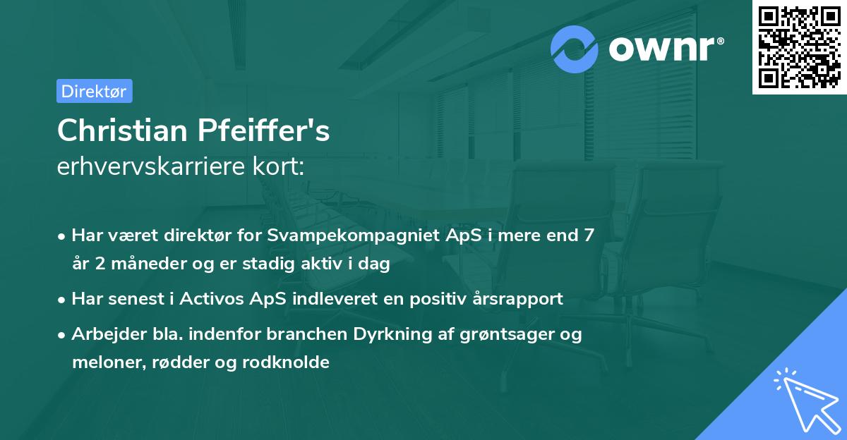 Christian Pfeiffer's erhvervskarriere kort