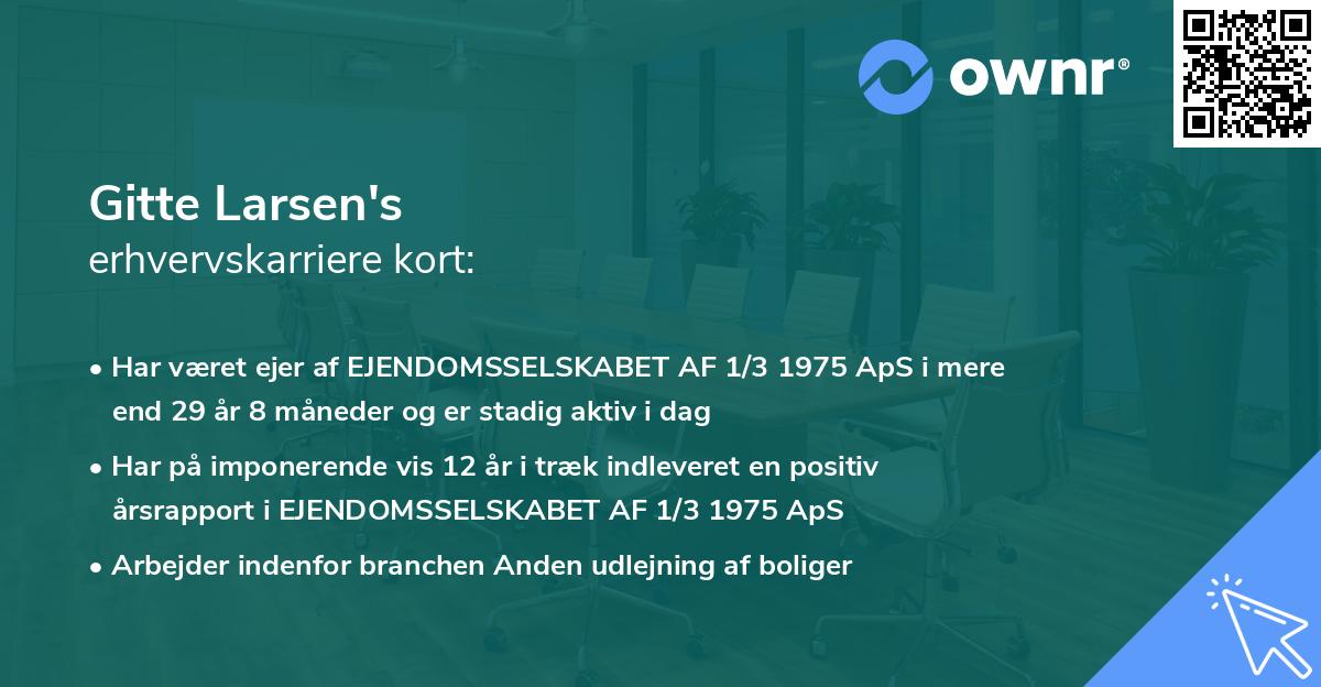 Gitte Larsen's erhvervskarriere kort