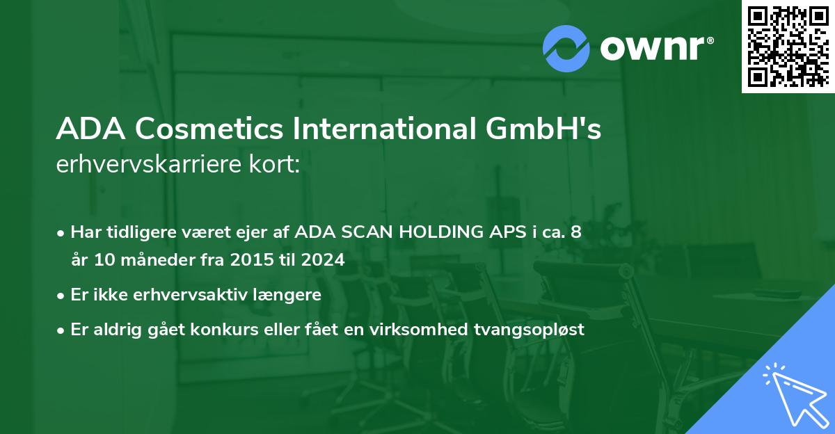 ADA Cosmetics International GmbH's erhvervskarriere kort