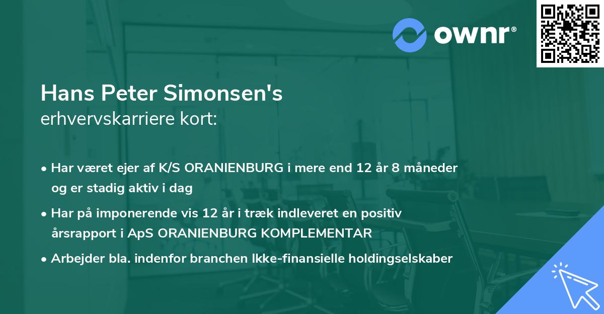 Hans Peter Simonsen's erhvervskarriere kort
